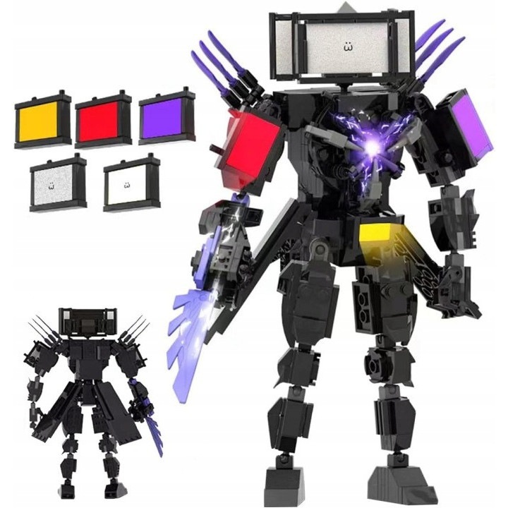 Set de constructie Skibidi Toilet Super Titan TV Man, 386 piese, ABS, multicolor, 26 cm