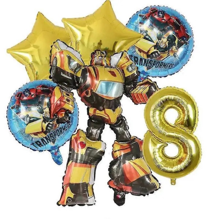 Комплект фолиеви балони STALVA-CJ-K0502-20260825-4680, модел робот (Transformer), 6 бр., 30 инча (76 см), многоцветен