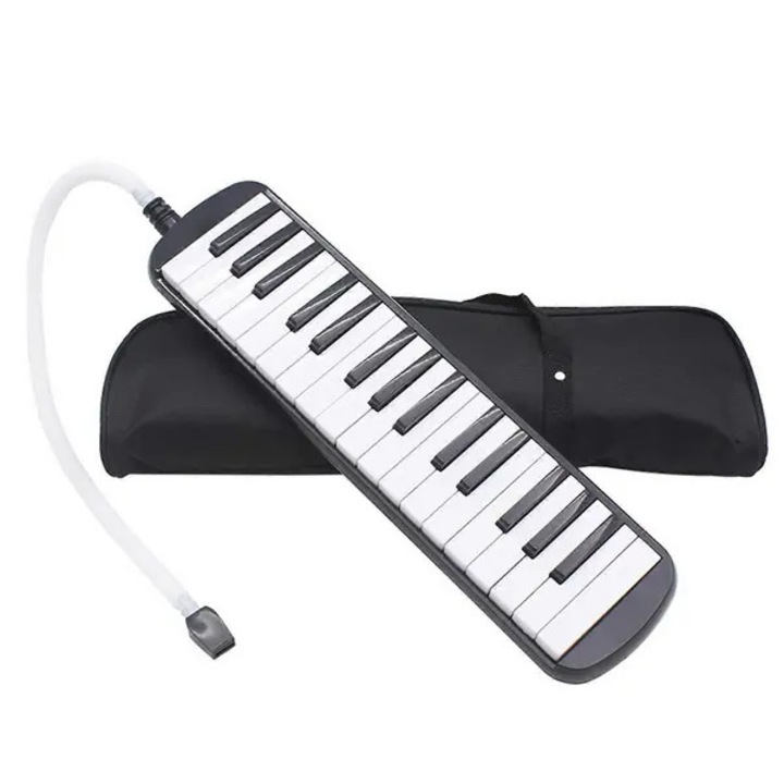 Melodica FRU-CJK0424-260831-1940-1, 32 клавиша, с маркуч за издухване и калъф, черен/бял, 42.5 x 10.5 x 4.3 cm