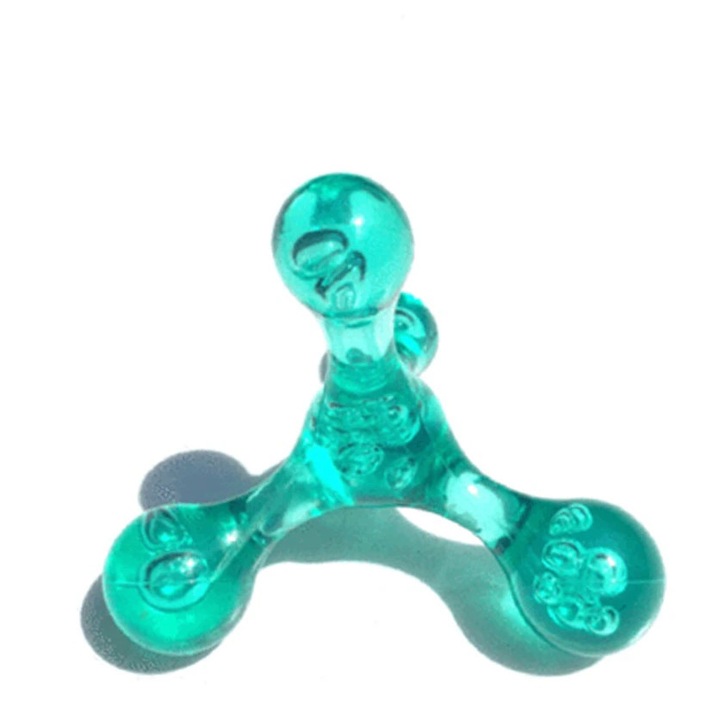 Dispozitiv de masaj manual emag-CWS-26082637, din PVC, ergonomic cu 3 capete pentru puncte trigger si tesuturi moi, verde