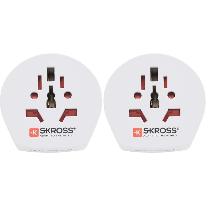 SKROSS Adaptor Calatorie Lume-SUA, 2 Bucati, Protectie Antisoc
