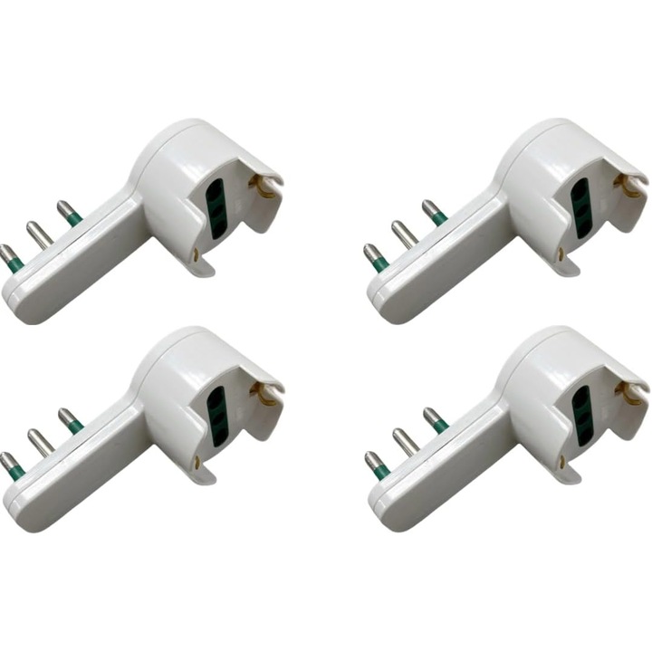 Set 4 Adaptoare Priza Economie Spatiu 10/16A, Alb, 250V