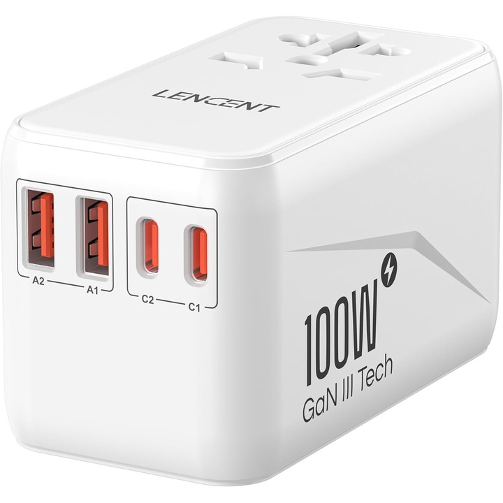 Adaptor Universal LENCENT 100W GaN3, Incarcare Rapida PD/QC