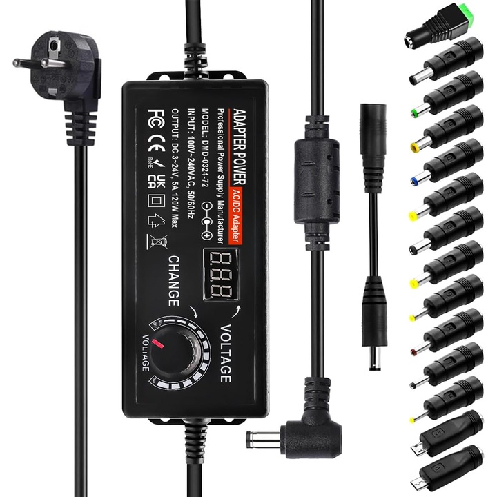 Sursa Alimentare Universala Reglabila 3V-24V, 5A, 120W, Display Digital