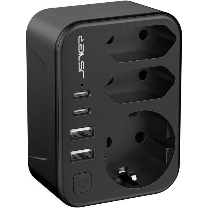 Adaptor Calatorie Tip M Africa de Sud cu 1 Priza Schuko, 2 UE, 4 USB