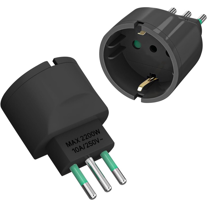Adaptor Calatorie Italia Negru, Set 2 Bucati