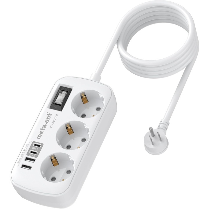 Adaptor Priza SUA, 7 in 1, Priza Germania, USB C