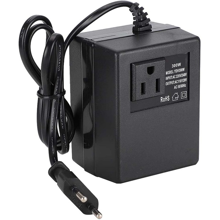 Convertor Tensiune 300W, 220V la 110V, Negru, Priza EU