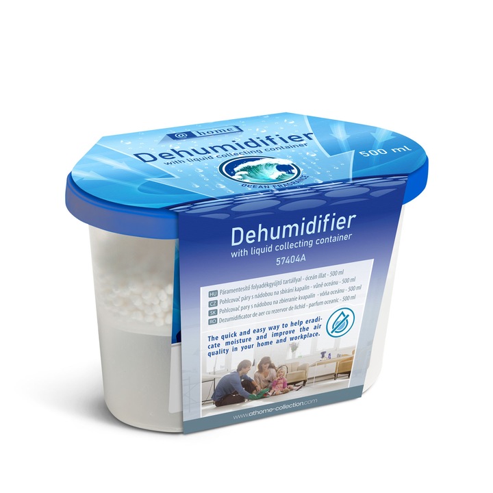 Dezumidificator aer 500 ml cu rezervor, parfum ocean, anti mucegai, anti condens
