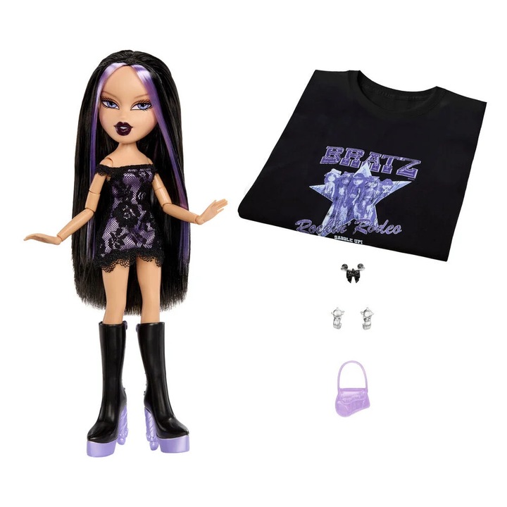 Papusa Bratz MGA Stylin' Birthday Jade cu tricou si accesorii, multicolor
