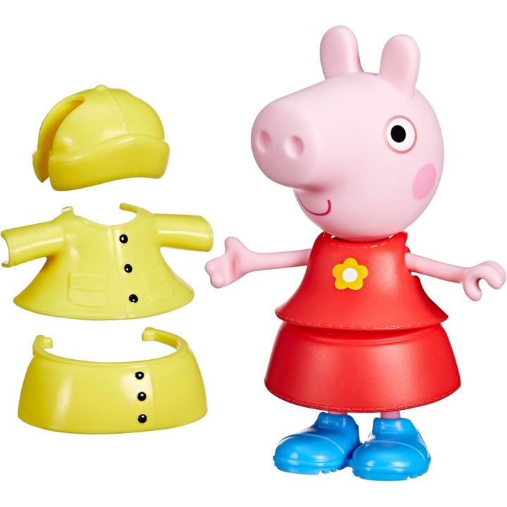 Papusa Peppa Pig Zi Ploioasa 15 cm cu Accesorii si Haine pentru Imbracat
