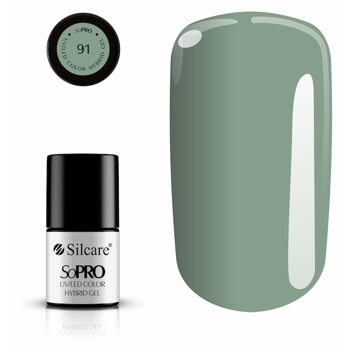 Lac hibrid Silcare SoPRO 91 Mint Medina UV/LED, verde salvie, 7 g, cod 1.1.001.01.02.1382
