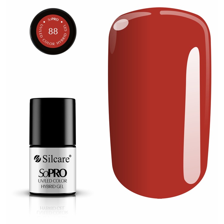 Lac hybrid pentru unghii Silcare SoPRO Spiced Ember 88, gel UV/LED, rosu caramiziu, 7 g