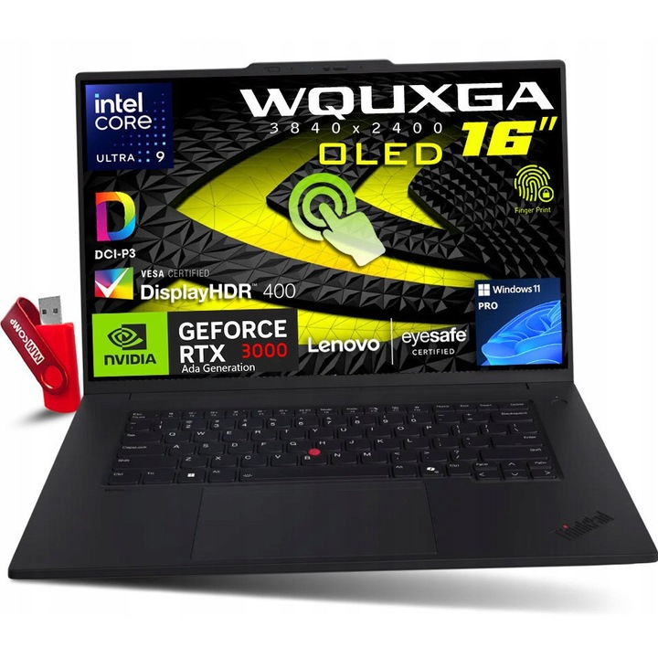 Laptop Lenovo ThinkPad P1 G7, Intel Core Ultra 9 185H, 64GB 1TB SSD, 16" WQUXGA 3840x2400 OLED, Nvidia RTX 3000 Ada 8GB, Tactil, Windows 11 Pro