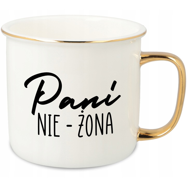 Cana Portelan Style Couture 280ml, design retro cu margine aurie, ambalaj ecologic