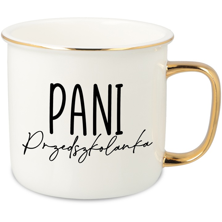 Cana Portelan Style Couture 280ml, retro, ureche si margine aurie, 7.5x8.5cm