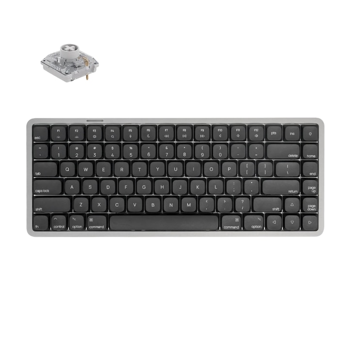 Безжична механична клавиатура Akko Ink Black Air 01 Low Profile, Bluetooth/2.4GHz/USB-C, RGB, hot-swap - Kailh Cloud Switch, черна