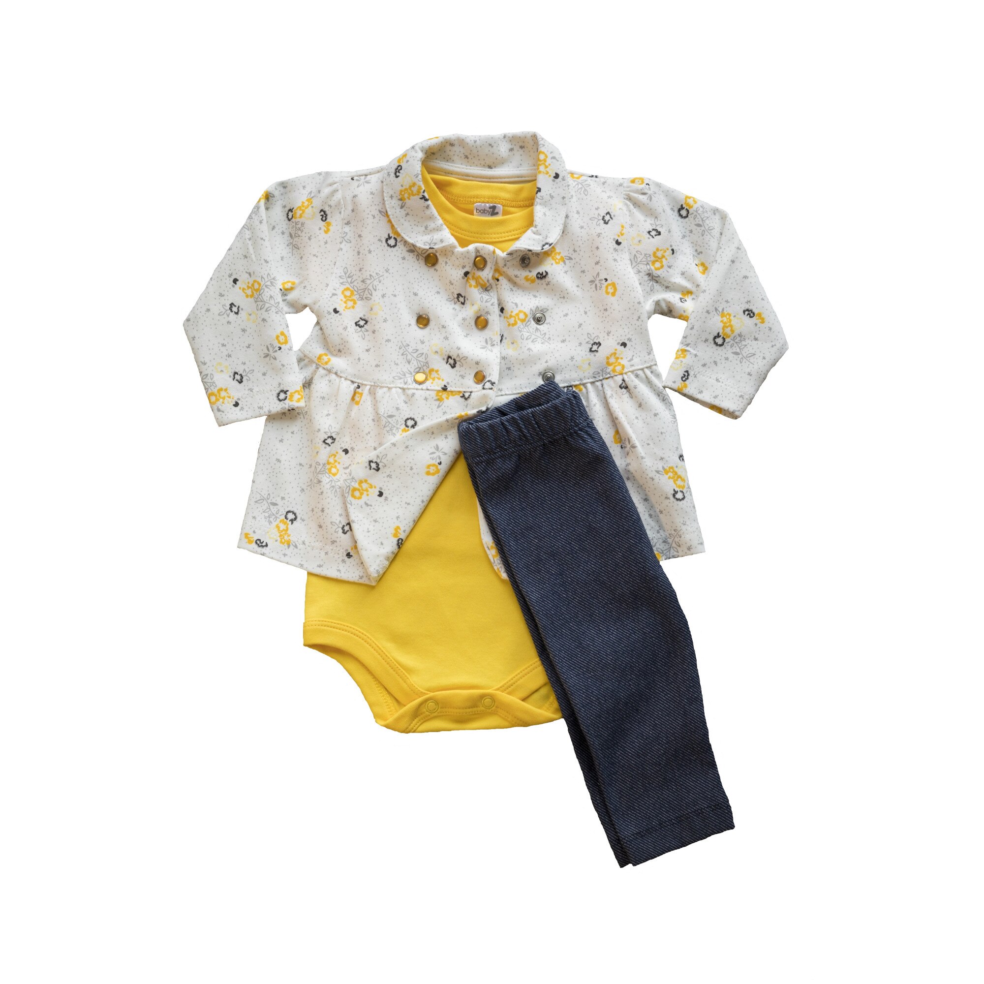 Compleu elegant fetite 3 piese, bumbac, varsta 12-18 luni, 80 cm