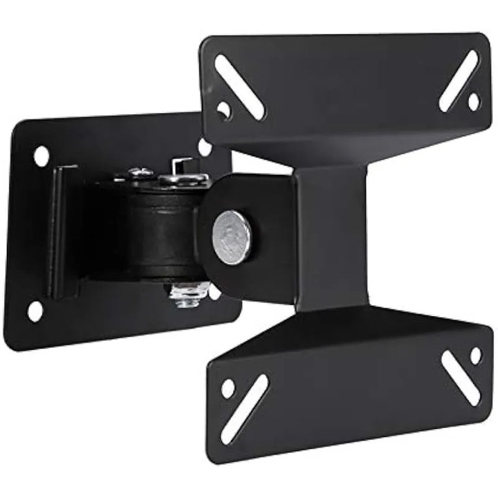 Ausla fali TV tartó, dönthető és forgatható, kompatibilis 14-24 hüvelykes LED LCD OLED képernyővel, VESA 75x75-100x100mm, 10 kg teherbírás, fekete