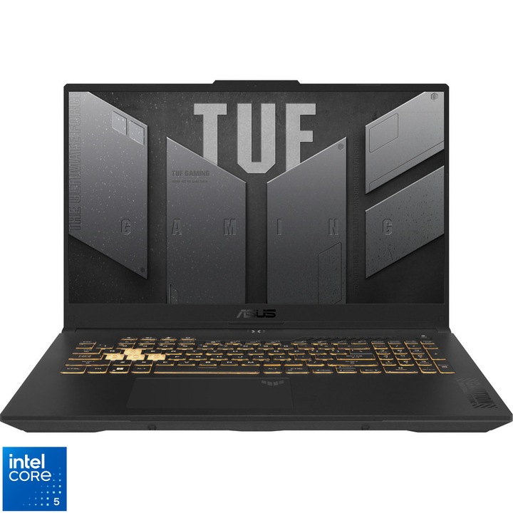 Laptop ASUS Gaming 17.3'' TUF F17 FX707VJB, FHD 144Hz, Procesor Intel® Core™ 5 210H (12M Cache, up to 4.80 GHz), 16GB DDR5, 512GB SSD, GeForce RTX 3050 6GB, No OS, Mecha Gray