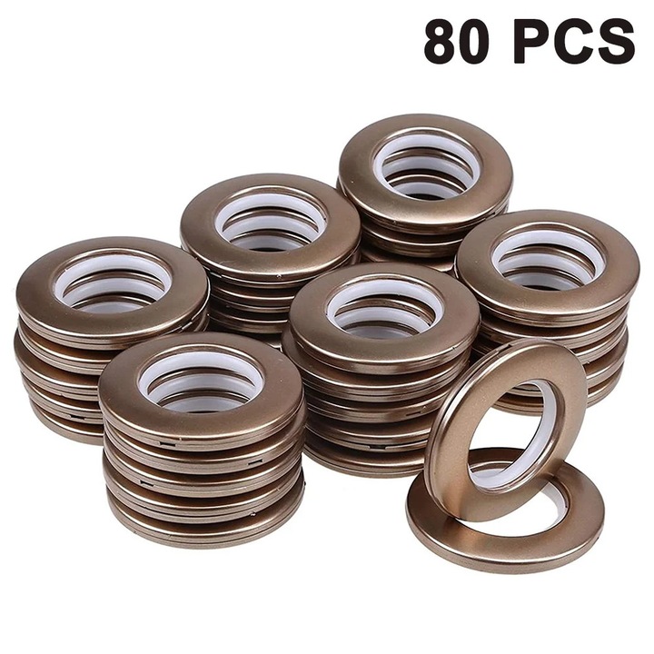 Inele pentru perdea ZYBLSSBB LSM5679-BCS0331100-1, diametru interior 46 mm, ABS plastic, cupru, 80 buc