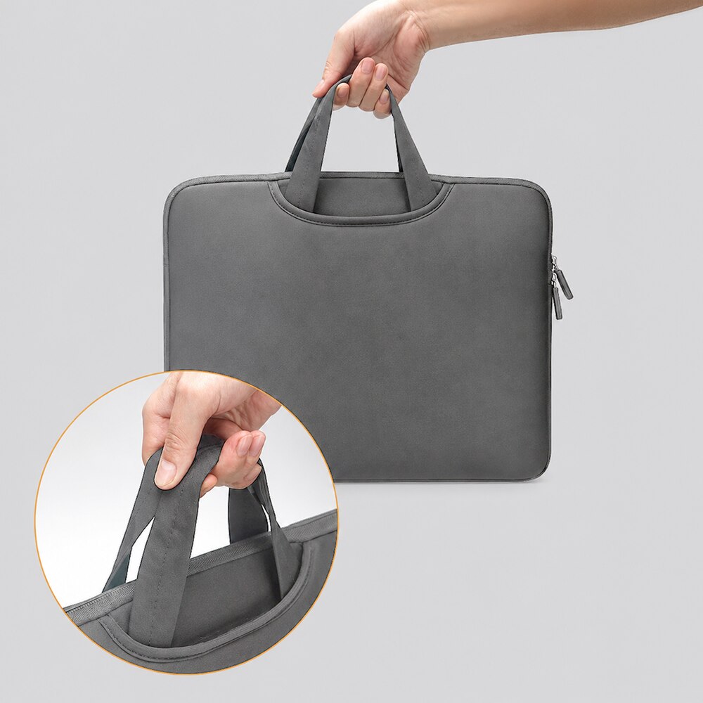 Geanta laptop Wozinsky WNT-13G compatibila cu laptop 13-14 inch, Maner retractabil, Neopren, Gri