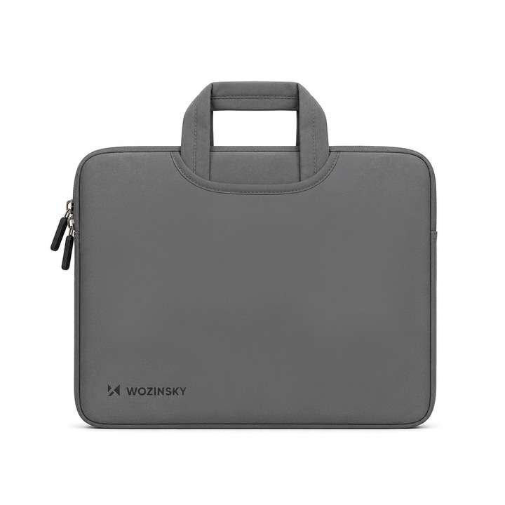 Geanta laptop Wozinsky WNT-13G compatibila cu laptop 13-14 inch, Maner retractabil, Neopren, Gri