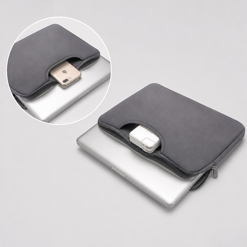 Geanta laptop Wozinsky WNT-13G compatibila cu laptop 13-14 inch, Maner retractabil, Neopren, Gri