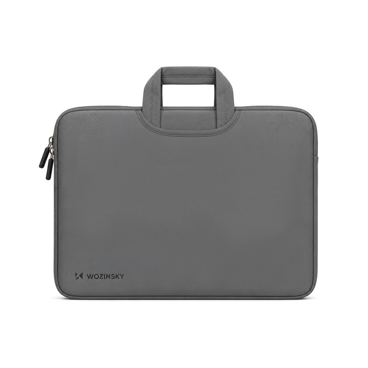 Geanta laptop Wozinsky WNT-15G compatibila cu laptop 15.6 inch, Maner retractabil, Neopren, Gri