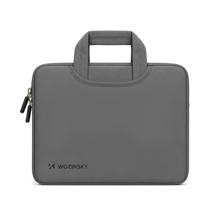 Geanta laptop Wozinsky WNT-11G compatibila cu laptop 10-11 inch, Maner retractabil, Neopren, Gri