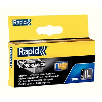 Capse Rapid 36/12 mm pentru cabluri, High Performance, galvanizate, semicirculare, divergente DP, 1000 capse/cutie 11885110 Capse Rapid 36/12 mm pentru cabluri, High Performance, galvanizate, semicirculare, divergente DP, 1000 capse/cutie 11885110