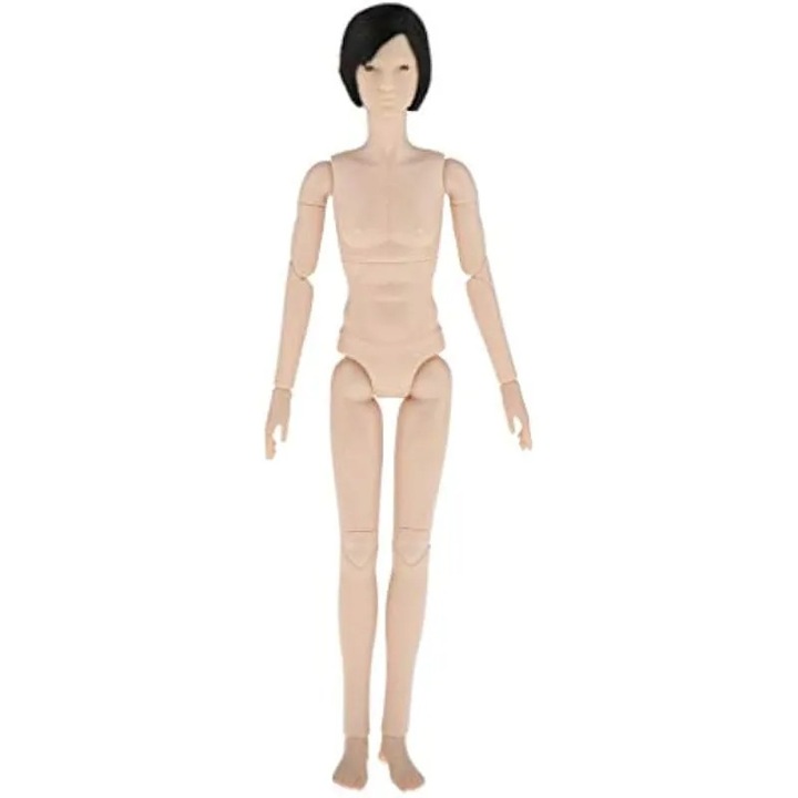 Corp papusa BJD 1/6 K0584-CJ-260826-2453, plastic/vinil, articulatii flexibile, cap detasabil, ochi 3D, ten deschis