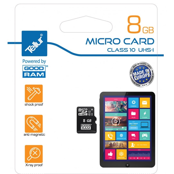 MicroSD карта Tellur, 8GB, Class 10 UHS-1