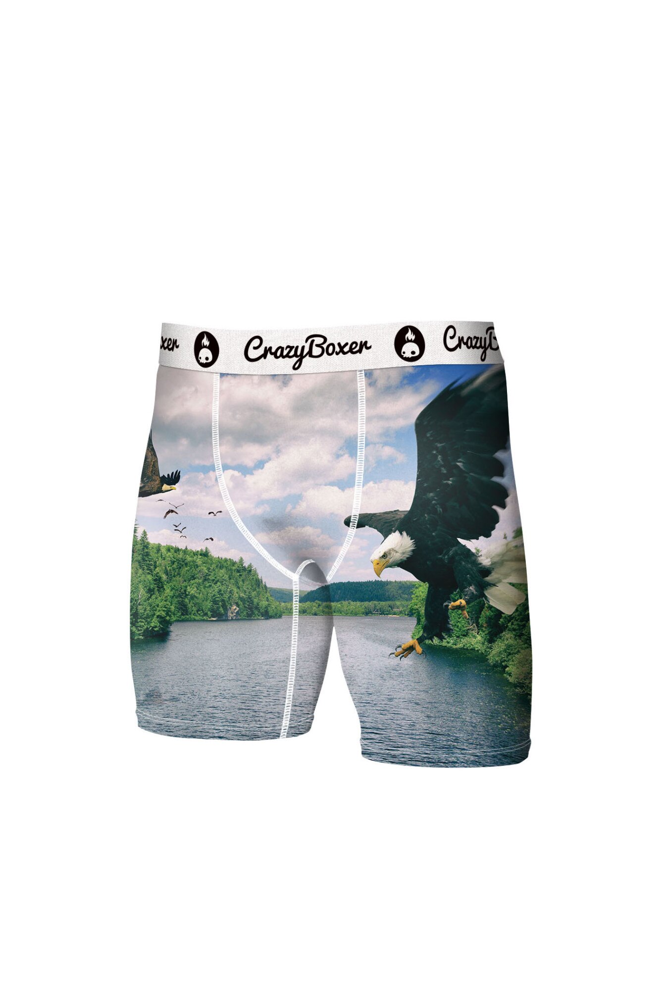 Boxeri barbati microfibra, CRAZY BOXER, cu imagine vultur, Multicolor