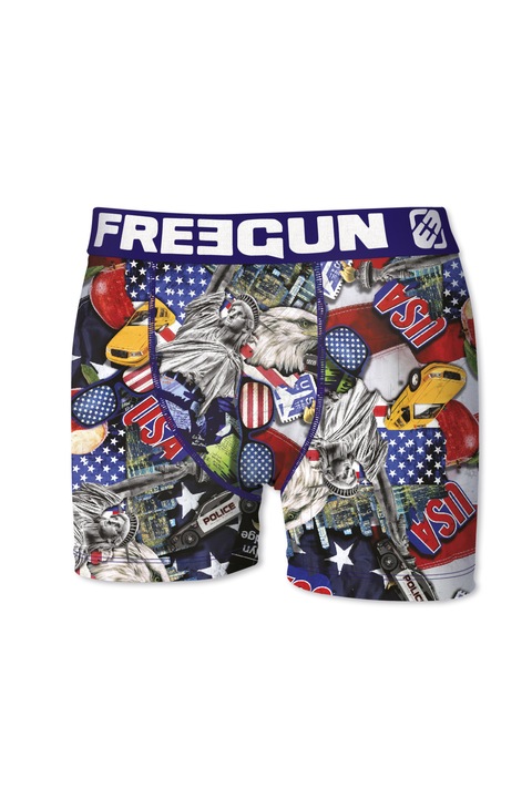 Boxeri barbati, FREEGUN microfibra ,cu imprimeu colorat, imagine USA, marimea S