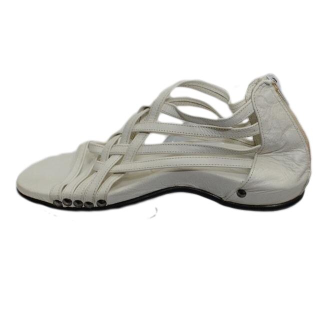 Sandale joasa, design de impletituri, D&J Exclusive, Alb