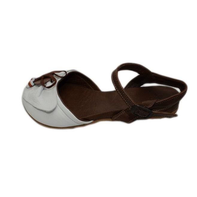Sandale de vara, fara toc, D&J Exclusive, Maro/Alb