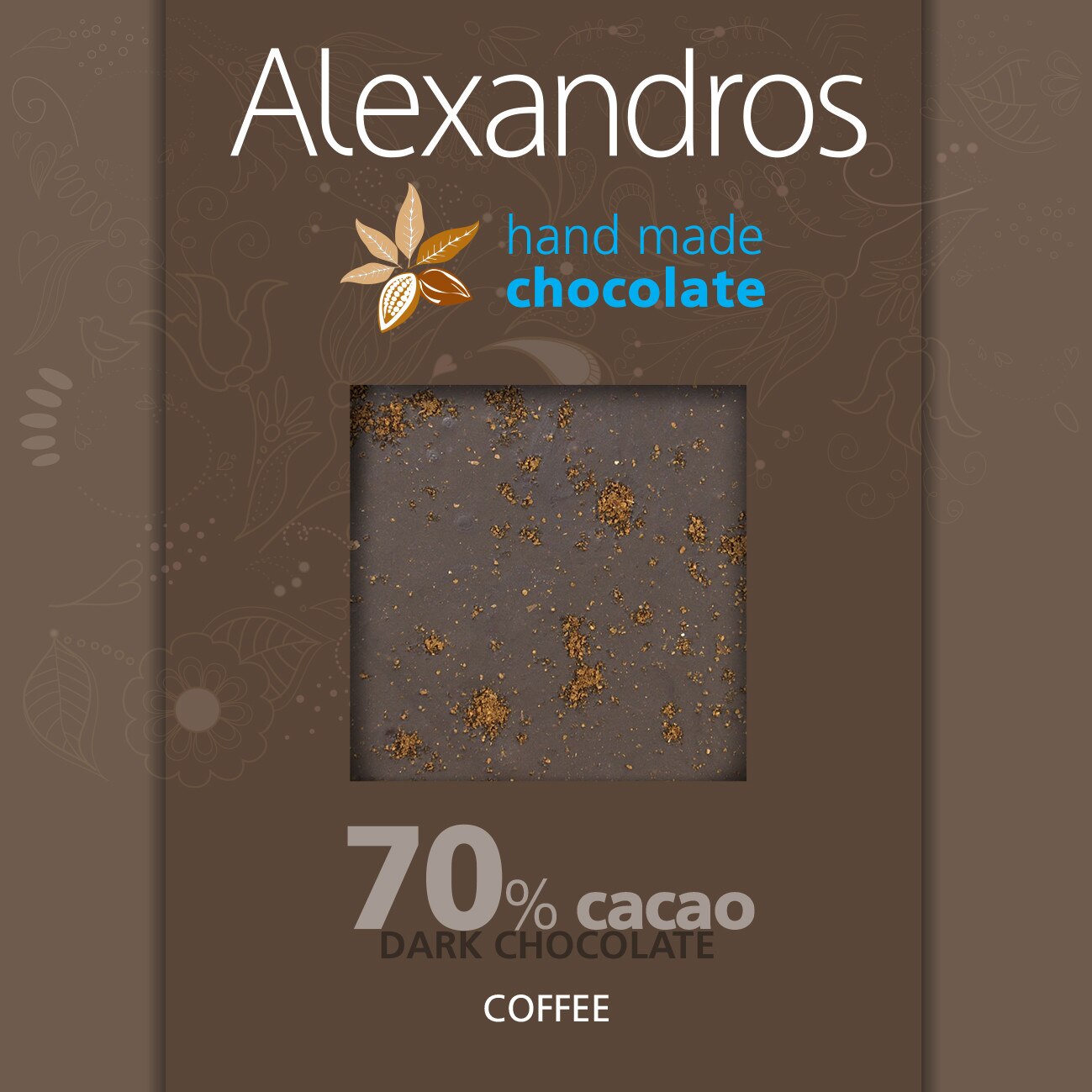 Ciocolata neagra cu cafea, Alexandros, 70% cacao, amaruie, 90 g