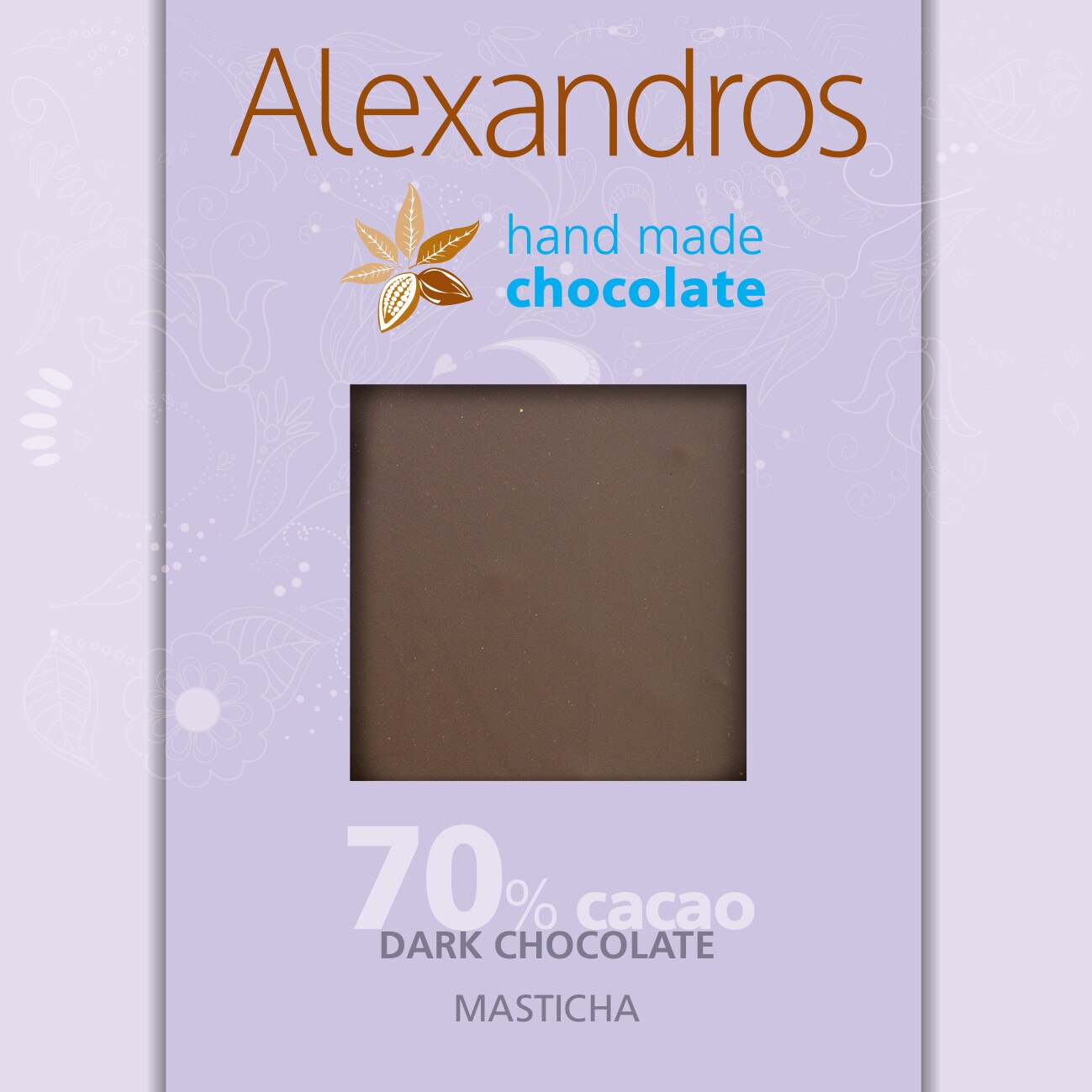 Ciocolata neagra cu mastica, Alexandros, 70% cacao, amaruie, 90g