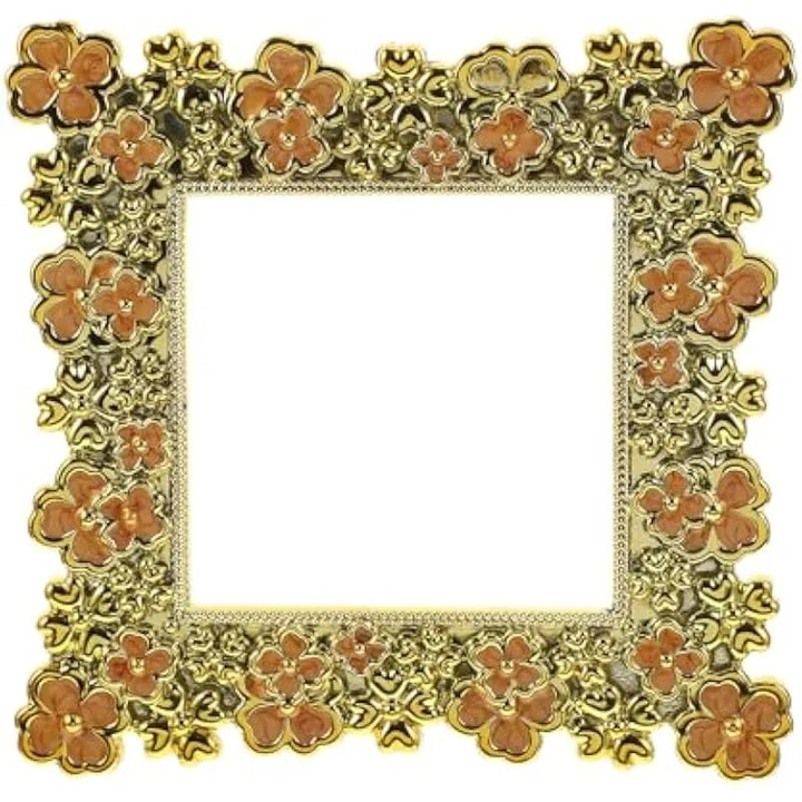 Capac decorativ pentru intrerupator si priza din acril K0584-CJ-260826-298, model floral auriu cu flori portocalii