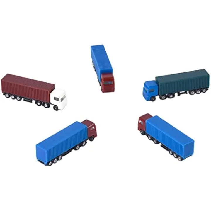 30 darabos miniatűr jármű készlet 1:150 K0584-CJ-260826-2608, festett műanyag konténeres teherautók diorámákhoz, többszínű