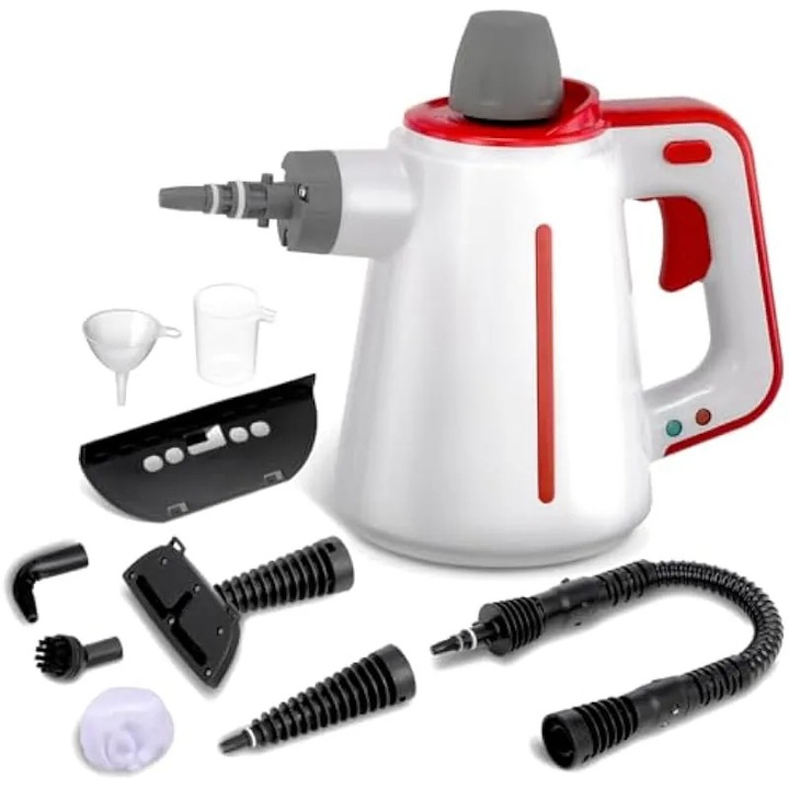 Aparate de curatat cu abur - Aparat de curatat cu abur portabil de 1050 W, cu presiune la temperatura inalta, instrument de curatare cu abur, cu blocare de siguranta, fara substante chimice, pentru bucatarie de acasa - 9 accesorii