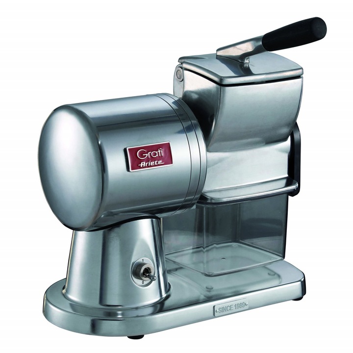 Електрическа ренде Ariete 449 Gratì Superior, професионална, от лят под налягане алуминий, за сирене, хляб, шоколад, сушени плодове, 350 W, сатенирано лъскаво сребристо