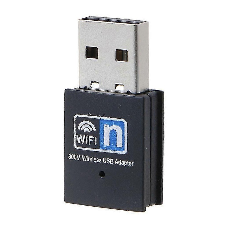 Адаптер USB Wi‑Fi RTL8192EU, IEEE 802.11n/g/b, до 300 Mbps, USB 2.0, 2.4 GHz, вътрешна антена, черен, 32 x 16 x 8 мм