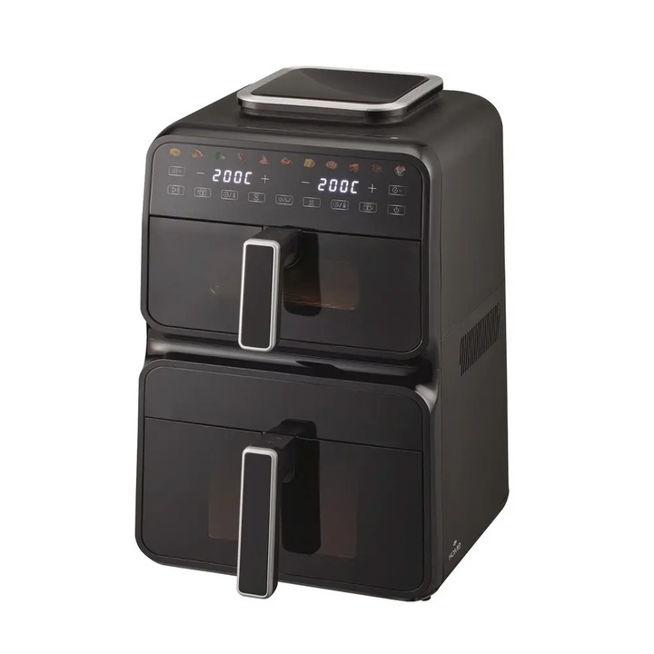 Friteuza Dubla Airfryer Fara Ulei, Capacitate 11L, Putere 3000 W, 13 Programe Prestabilite, Temperatura Maxima 200˚C