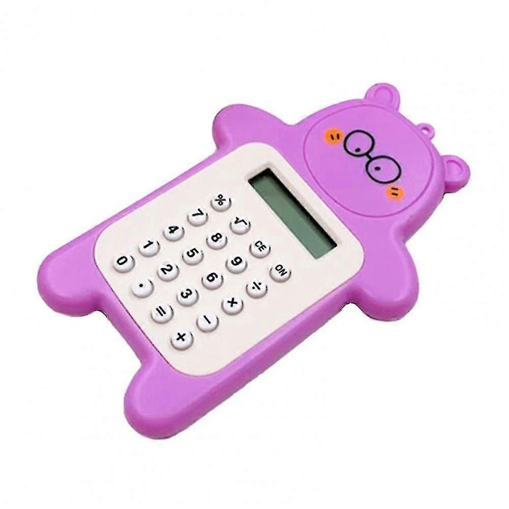 Дигитален джобен калкулатор K0548-260826-DC-4132, 8 цифри, пластмаса, захранване с бутонна батерия, с отвор за закачане, лилав