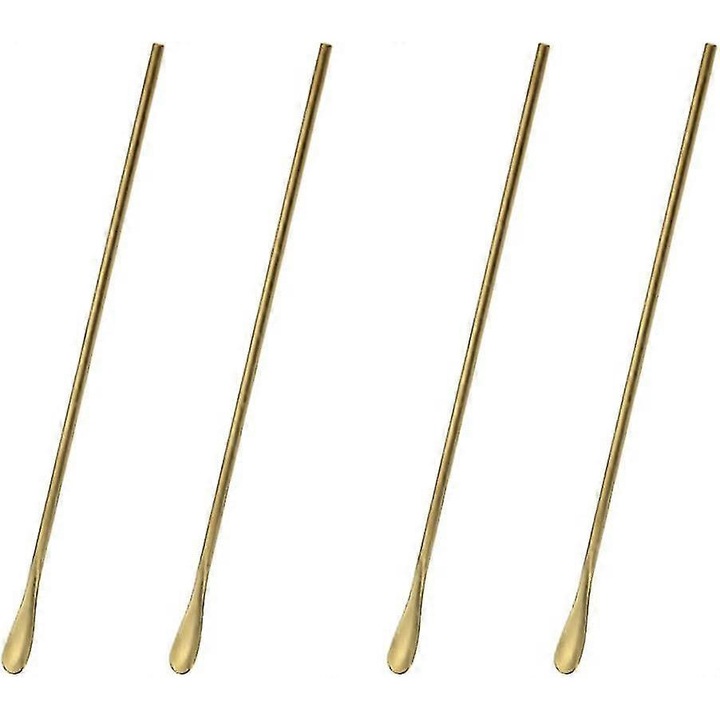 Lingurite pentru cocktail, otel inoxidabil 304, maner lung, aurii, set 4, 26 cm