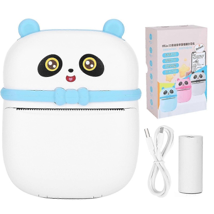 Mini termikus nyomtató memo K0548-260826-DC-7082, 200 DPI, tintamentes, Bluetooth, 1000mAh akkumulátor, 55 x 30 mm papír, fehér/kék