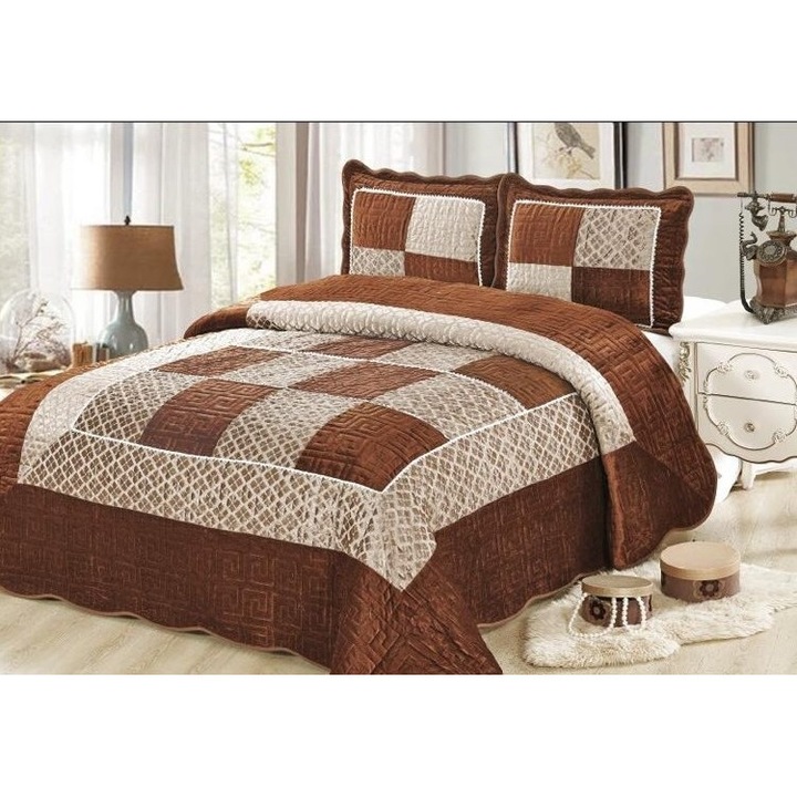 Set cuvertura de catifea - pat dublu - 2 fete de perna - KLL129