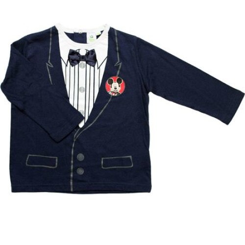 Bluza Mickey cu papion, bleumarin alb, varsta 23 luni